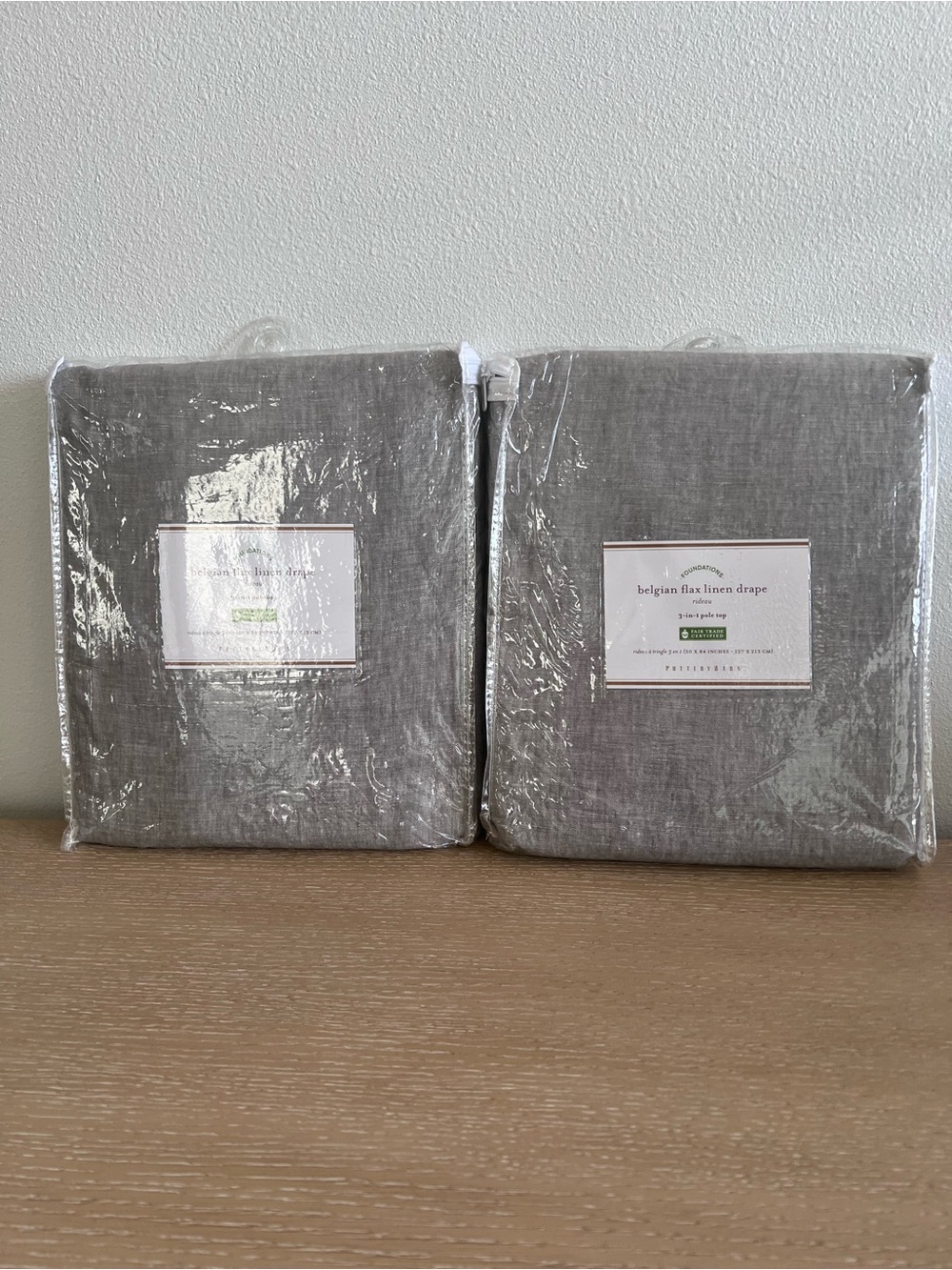 Pottery Barn New Belgian Flax Linen Drapes — Gray Pair (2)